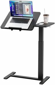Ywin Adjustable Tilt Overbed Bedside Table with Wheels Pneumatic Moveable Bed Desk Tilt-Top Laptop Desk Moveable Rolling Computer Table for Home Office Hospital Use