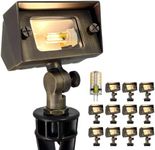 COLOER Brass Small Rectangular Flood Lights Outdoor 12 Pack with 3W 2700K Warm White LED G4 Bulb, 12V Low Voltage Landscape Outside Lights for House Illuminating Signs, Walls and Plant Material