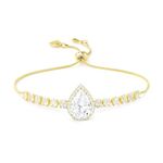 Linawe Crystal Imitation Diamond Gold Bracelets for Women Trendy, Rhinestone Charm Chain Bracelet, Prom Costume Wedding Cute Preppy Jewellery, Birthstone Adjustable Bracelet Set