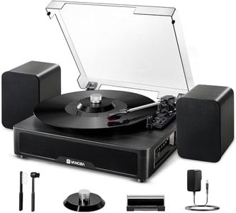 Vangoa Vinyl Record Player Turntable with 2 Stereo Speakers, 3-Speed Belt-Driven Turntables for Vinyl Records Supports AUX-in, RCA Line, USB, Wireless Playback, Black