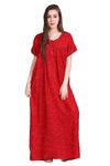 Girls and Moms Women's Alpine Beautiful Floral Print Maxi All Season Comfortable Nightgown (XX-Large, Red)