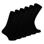 6 Pairs Multipack Mens Ribbed Dress Socks | Sock Snob | Breathable Crew Cotton Socks (6-11, Black)