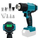 Cordless Heat Gun Compatible with Makita 18V Battery, Hot Air Gun Cordless with 4-Temp Setting, 200℃~500℃, 8 Nozzle, Heat Gun for Crafts, Paint Stripping, Shrink Tubing (No Battery)