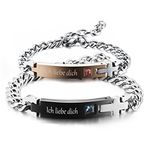 AmDxD jewellery, couple bracelet with engraving: "Keep me in your heart", zirconia stainless steel, silver Paar(Ich liebe dich)
