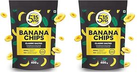 5:15PM Yellow Banana Chips Snacks - Fresh Crispy Banana Wafers Chips | Classic Salted Flavour – 400g Packet (Pack of 2)