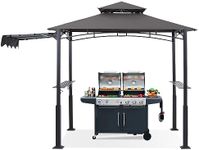 ABCCANOPY 8'x 5' Grill Gazebo Canopy - Outdoor BBQ Gazebo Shelter with LED Light and Awning Barbeque Gazebo Canopy with Extra Shadow (Dark Gray)