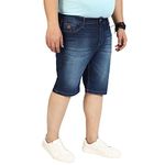 Instafab Plus Men’s Classic Blue Dark-Washed Distressed Patterned Regular Fit Denim Shorts | Stretchable Premium Cotton Mid-Rise Crafted with Comfort Fit and High Performance for Everyday Wear