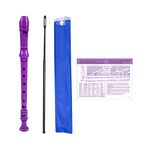 German Style 8 Hole Soprano Descant Recorder Instrument for Chrildren Kids Beginner Graduation or Back to School Gift with Cleaning Rod and Instruction (Purple)