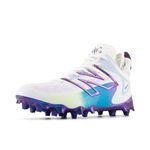 New Balance Men's FreezeLX V4 Lacrosse Shoe, White/Purple Fade/Coastal Blue, 12.5