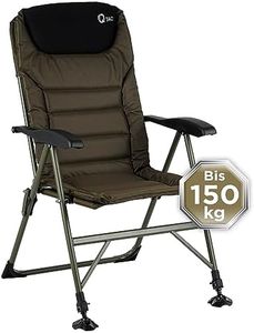 Q-Tac Angelstuhl 150 kg [Stabil, bequem & belastbar] Karpfenstuhl klappbar mit verstellbarer Rückenlehne & extragroßen Schlammfüße - Anglerstuhl mit höchsten Sitzkomfort, Angler Stuhl & Campingstuhl