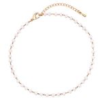 Rosemarie Collections Women's 3mm Glass Crystal Bead Chain Ankle Bracelet Anklet, 9"-11" with 2" Extender, 9 inch, Metal