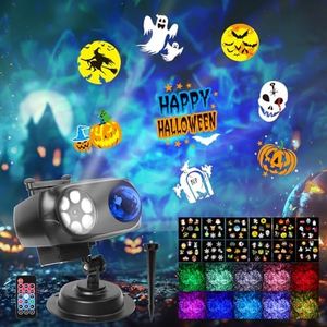 ROVLAK Projecteur Halloween Exterieur Intérieur, Projecteur Noel de Étanche avec 12 Diapositives et 10 Effets de Vagues, Projecteur de Noël à Haute Luminosité avec Télécommande