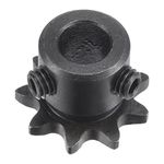 sourcing map 9 Tooth Roller Sprocket B Type, #25 Chain, Single Strand 1/4" Pitch, 8mm Bore Black Oxide C45 Carbon Steel with Set Screws for ISO 04C