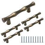 Bitray Cabinet Handles 2.5" Hole Spacing Bamboo Shape Retro Bronze Drawer Pulls -5pcs