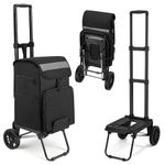Housolution Foldable Shopping Cart for Groceries, 300LBS Collapsible Grocery Carts with Telescopic Handle, 2 in 1 Rolling Shopping Bag on Wheels, Folding Hand Truck for Camping and Travel