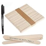 Bantie 100pcs Wooden Plant Lables with Pen, Plant Identification Sticks, Wooden Garden Plant Labels Suitable for Indoor Outdoor Potted Plants Herb Seed Vegetable Flowers. (Wood/11.5×1cm)