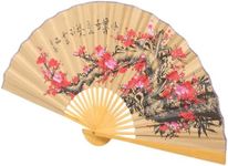 STOBAZA Large Folding Fan Flower Wall Fan Giant Fan Wall Art Decor Feng Shui Ornament Chinese Japanese Traditional Fan Oriental Asian Fan for Dancing Performance Wall Window Decor-35.37X19.65X1.18in