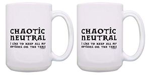 ThisWear Funny Gamer Mugs Chaotic Neutral Keep All of My Options on the Table 2 Pack 15oz Ceramic Coffee Mug Set