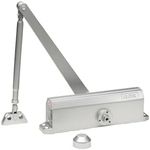 Global Door Controls Compact Commercial Door Closer in Aluminum with Adjustable Spring Tension and Back Check - Size 3