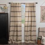 Mill House Stripe Black Panel Panel Curtains, Set of 2 Panels, 84" Long, Farmhouse Primitive Grain Sack Stripe Window Drapes, Beige & Black