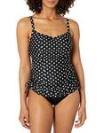 Panache Women's Anya Spot Adjustable Side Underwire Tankini (SW1011), Black/White, 32E