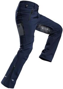 Moosehill Mens-Snow-Ski-Pants Water-Resistant Fleece Lined Warm Softshell Winter Hiking Thermal with 4 Zip Pockets(Navy, 30W x 30L)