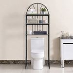 3-Tier Over The Toilet Storage Rack, Metal Bathroom Organizer Bathroom Shelf Space Saver (Black)