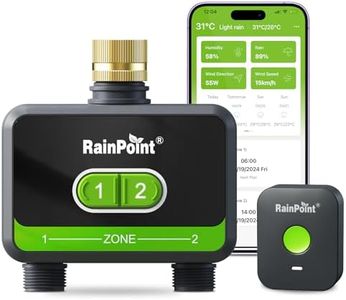 RainPoint WiFi Water Timer for Garden Hose with Brass Inlet, 2-Zone Smart Sprinkler Timer, Hose Timer WiFi Irrigation Controller, Automatic Watering System for Lawns and Yard