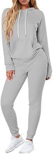 Selowin Women Sweatsuit Hooded Long Sleeve Sweatshirt Jogging Pant Sport Loungewear Tracksuits Grey M