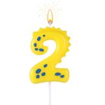 Birthday Number Candles, 5.51 Inch Cute Dinosaur Number Candle Happy Birthday Cake Toppers Decorations for Boys Girls Kids Adults Dino Theme Party Anniversary Celebration Supplies (Number 2)