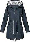 NTNY3 Rain Jacket Women's Raincoat with Hood Waterproof Windbreaker Transition Jacket Breathable Coat, navy, XL