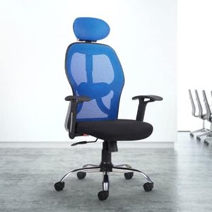 CELLBELL Tauras Lite C100 Mesh High Back Office Chair for Study/Computer/Revolving/Desk - Work from Home, Metal Base, Seat Height Adjustable, Blue