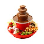 Global Gourmet Chocolate Fountain Mini Fondue Set with Party Serving Tray Included | Electric 3-Tier Machine with Hot Melting Pot Base | Keep Warm Function