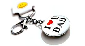 Ofix+ New I Love You Mom and Dad Keychain Mom and Dad Are Superhero Round Glass Pendant Keychain Father's Day Mother's Day Gift (Pendant : I Love You Dad)