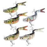 RYACO Fishing Lures for Bass Trout, Lifelike Pike Swimbait for Freshwater and Saltwater, Multi Jointed Segmented Pike Fishing Bait with Hooks, Slow Sinking, Fishing Gifts, Family Fishing Gear, 5PCS