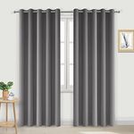 DWCN Blackout Curtains for Bedroom - Thermal Insulated Light Blocking Eyelet Window Curtains for Living Room 66 x 90 inch Length，Grey，2 Panels