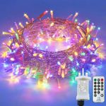 String Lights Mains Powered,120LED 15M/49ft Fairy Lights Plug in,8 Modes Remote Control Garden Lights Waterproof, Indoor/Outdoor for Bedroom,Wedding,Party,Christmas Decorations(Multi-Coloured)