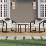 YITAHOME 3 Piece Patio Bistro Set, Outdoor Table and Chairs Textile Furniture with Pillows, Front Porch Conversation Set with Side Table for Balcony Outside, Lawn, Garden, Poolside