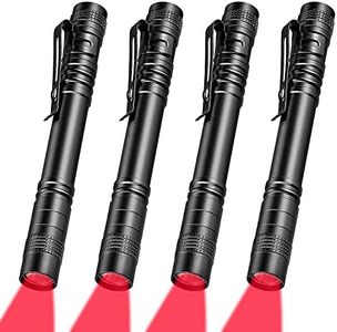 Tuanse 4 Pcs Red Light Flashlight Red LED Flashlight Red Light Pen Light Flashlight Super Bright Red Flashlight Red Torch for Astronomy, Aviation, Night Observation and More