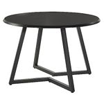 OSP Home Furnishings Metro Mid-Century Modern Round Dining Table with Black Metal Base, 45-inches, Black Veneer Top