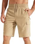 Libin Men's Hiking Cargo Shorts Lightweight Quick Dry Athletic Casual Shorts for Golf Outdoor Active Zipper Pockets, Khaki, Medium