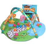 Baybee 2 in 1 Play Gym Mat for Babies | Baby Playing Activity with 5 Hanging Toys, Small Ball House & 30 Balls | Baby Crawling Mats for New Born | Indoor Play Mat for Babies 0 to 12 Months Boys Girls