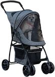 Pet Gear Happy Trails Lite Pet Stroller for Cats/Dogs, Zipper Entry, Easy Fold with Removable Liner, Safety Tether, Storage Basket