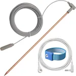 Copper Grounding Rod with 40ft Female Ground Cord, Portable Ground Rod Kit,Great for Grounded Earth Connected Products, Easy to Use with Grounding Mat, Grounding Sheet, Pillowcase, Blankets(1 Pack)