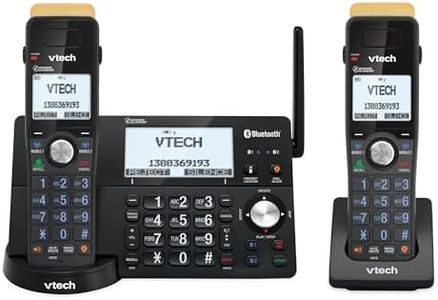 VTech CLS21251 2-Handset Super Long Range Expandable DECT Cordless Phone with handsfree Speakerphone, 200 Name and Number phonebook, 10 Last Number redial, Volume Booster, up to 22 Hours Talk time