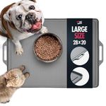 Tuff Pupper 70x50 cm Waterproof Dog Food Mat | Pet Feeding Mat | Cat & Dog Feeding Mat | Dog Bowl Placemat | Holds Food & Water Mess from Floor | Non Slip Silicone Base | Dishwasher Safe Cat Food Tray