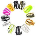 Riverruns Silicone Jig Skirts Fishing Lure Skirt Replacement for Spinnerbaits Bass Buzzbaits Fishing Jigs Fishing Lures Craw Jig Trailers Bass Skirts Casting Jigs Football (12PC 8861 )