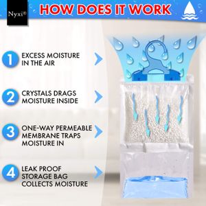 Hanging Wardrobe Dehumidifier 6-Pack – Moisture Absorber Bags