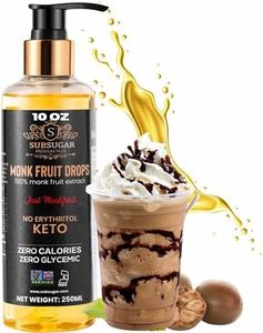 Subsugar Monk Fruit Sweetener No Erythritol with pump dispenser, 100% Pure Monkfruit Liquid drops (250ml) 10 oz.