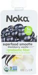 Noka Superfood Fruit Smoothie Pouches, Blackberry Vanilla, Healthy Snacks with Flax Seed, Plant Protein and Prebiotic Fiber, Vegan and Gluten Free Snacks, Organic Squeeze Pouch, 4.22 oz, 12 Count